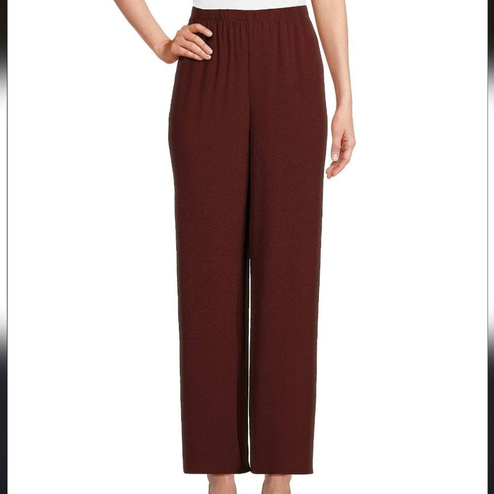 Eileen Fisher Women's Silk Georgette Crepe Straight Ankle Pants XL
